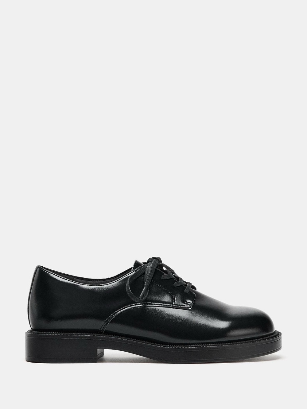 Zara Black Patent Leather Derby Flats